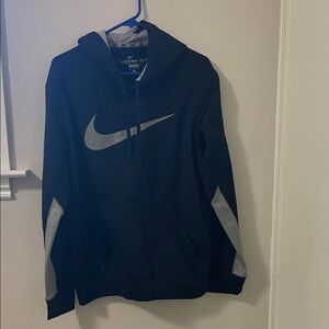 Nike Men's Black Hoodie with Gray Accents